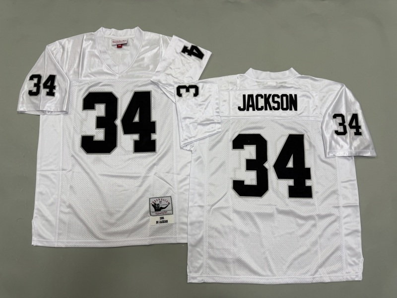 Men 2025 Nike Oakland Raiders #34 Jackson white Throwback Limited NFL Jersey style 002